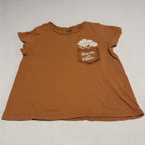 Old Navy Girls Size XL 14/16 Kids Brown T-Shirt with Pocket Design